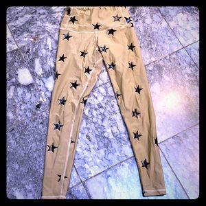 Chrldr yoga pants - nude w black stars